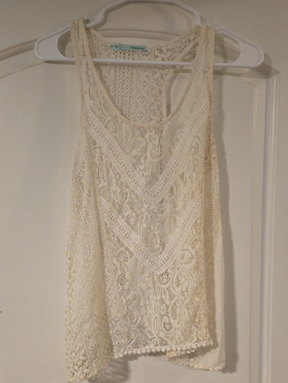 Maurices Ivory Crochet Lace Tank